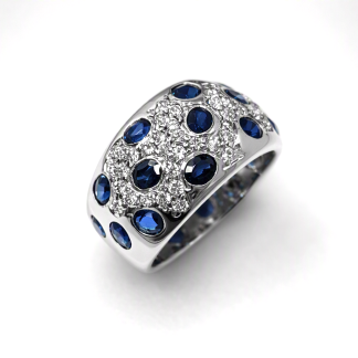 Anillo oro 18k zafiros y brillantes