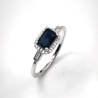 Anillo oro 18k zafiro y brillantes
