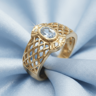 ANILLO ORO 18K BRILLANTES AGUAMARINA