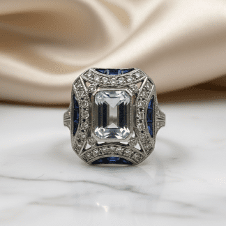 Anillo Tynel Art Deco Platino Zafiros Brillantes