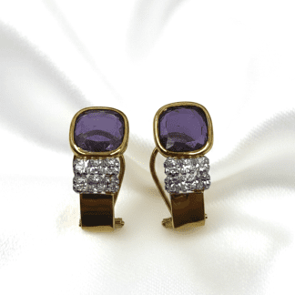 Pendientes Tynel Oro 18k Circonitas Moradas