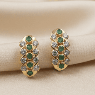 Pendientes Tynel Oro 18k Esmeraldas y Circonitas