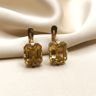 Pendientes Tynel Oro 18k Citrinos Rectangulares