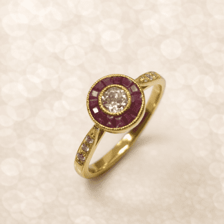 Anillo oro 18k brillantes ojo de perdiz