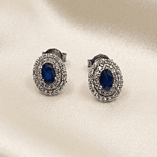 Pendientes Tynel oro 8k zafiros brillantes