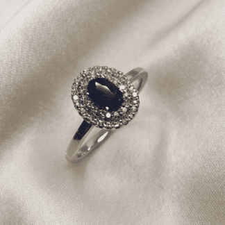 Anillo oro 18k zafiro y brillantes