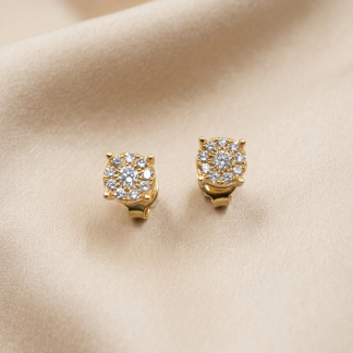 Pendientes Oro 18k y 18 Brillantes 0.32 ct