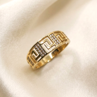 Anillo greca Oro 18k y Circonitas