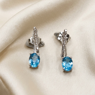 Pendientes Oro 18k, Topacios y Brillantes