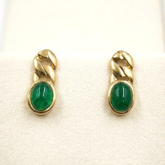 Pendientes Oro 18k y Esmeraldas Cabujón