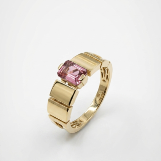Anillo de Oro 18k con Turmalina Rosa - Imagen 1