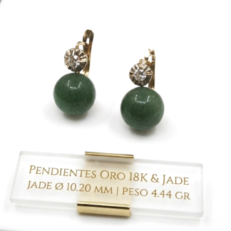 Pendientes de oro 18k y jade 10.20 mm