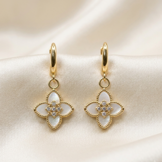 Pendientes Oro 18k Flores Caladas - Imagen 1