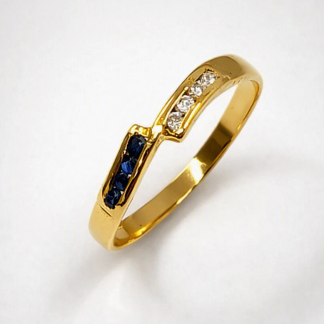 Anillo oro 18k con zafiros y circonitas