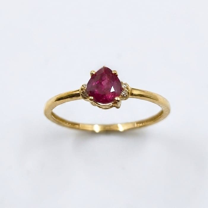 Anillo oro 18k rubí y brillantes - Imagen 3