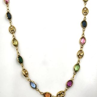 Collar oro 18k con circonitas de colores