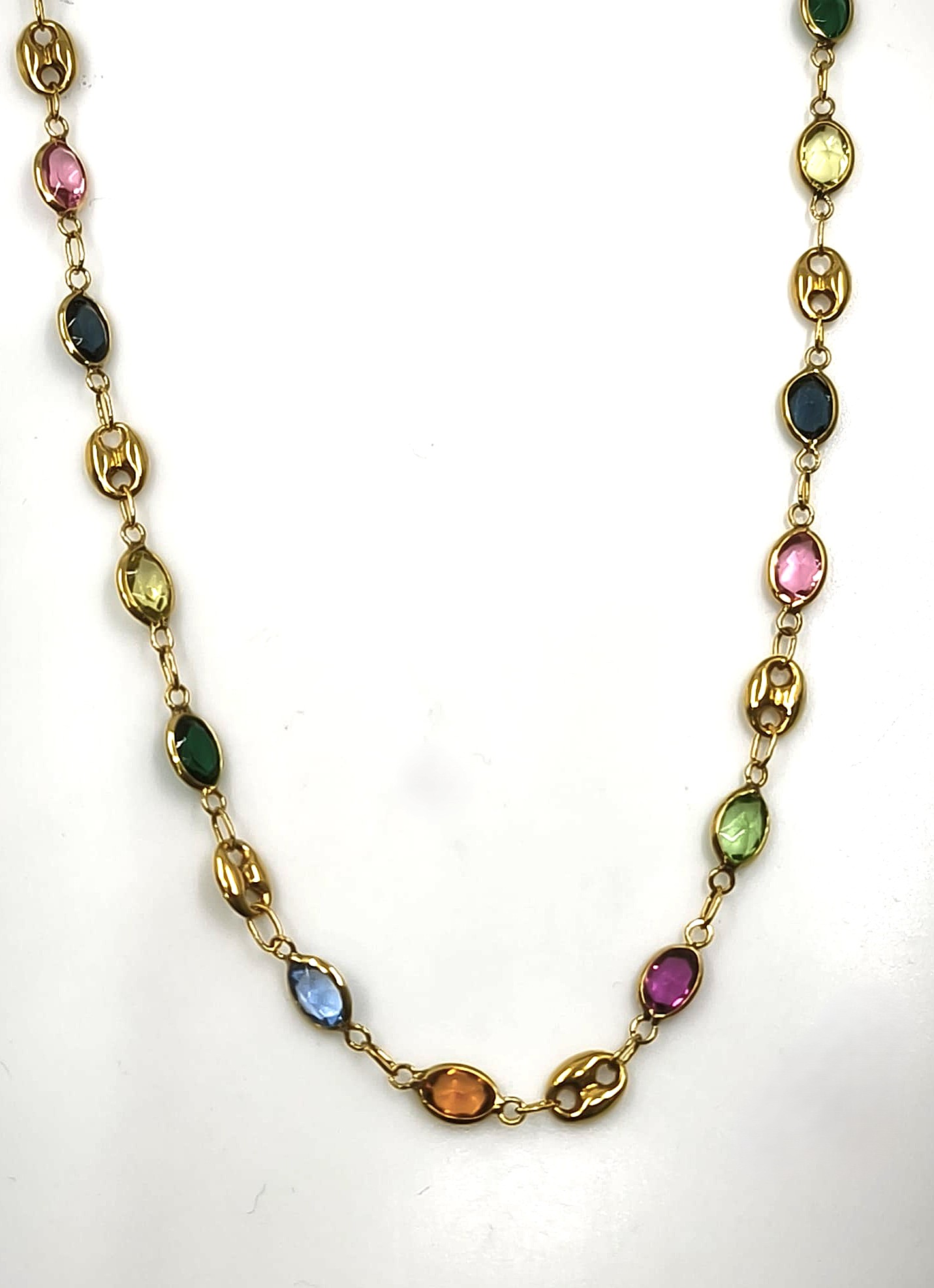 Collar oro 18k con circonitas de colores