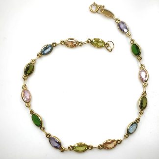 Pulsera de oro 18k y circonitas de colores